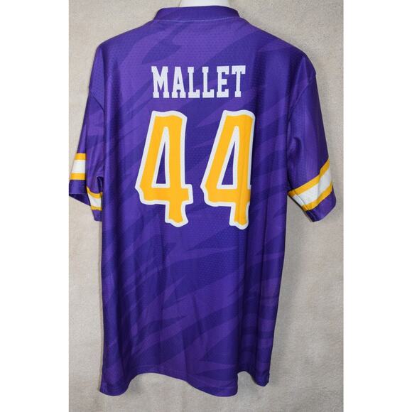 LSU Football Jersey #44 Mallet Purple Shirt Mesh Knit 2-Tone Stripes Tiger Fan M - Picture 3 of 7